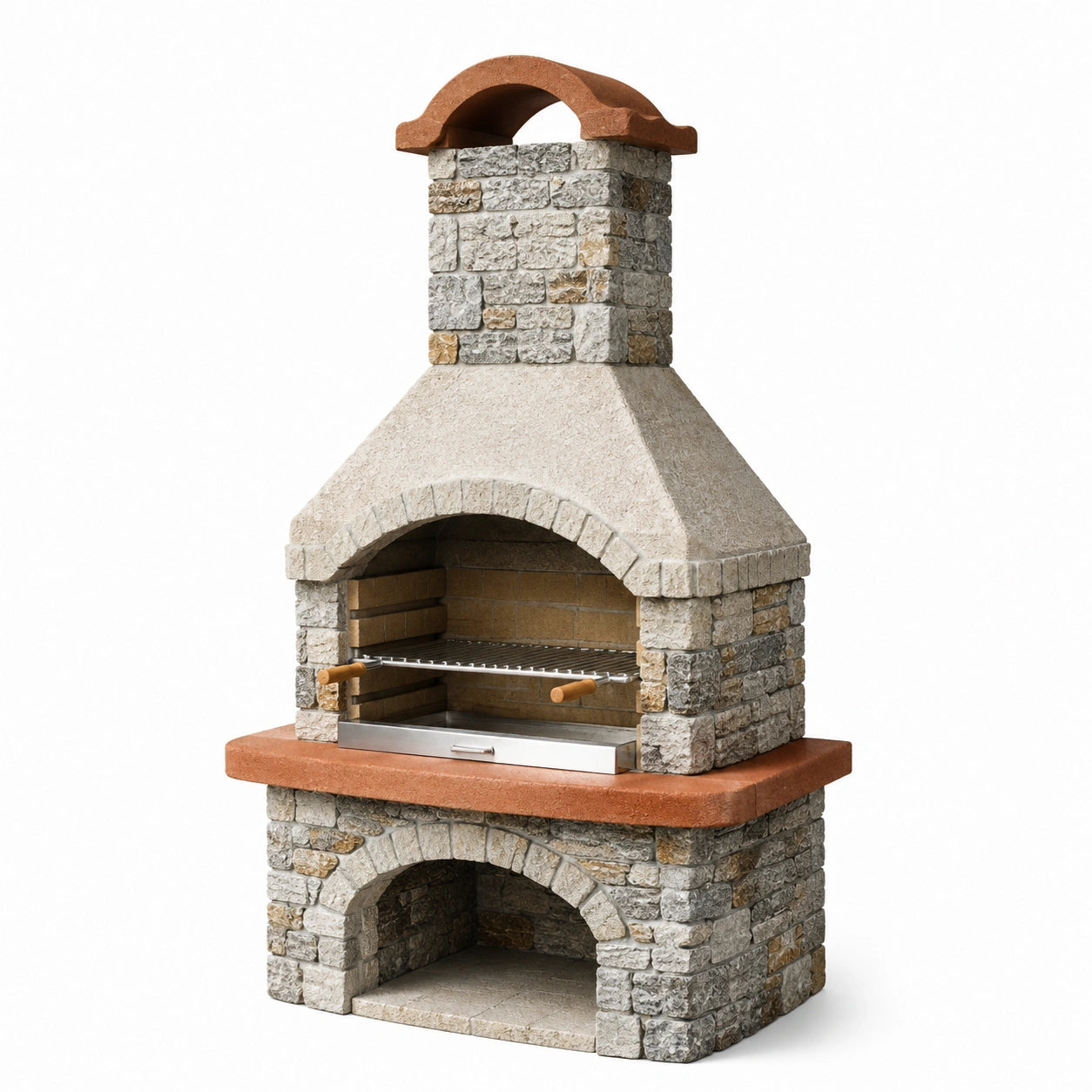 Barbecue in pietra con cappa in terracotta