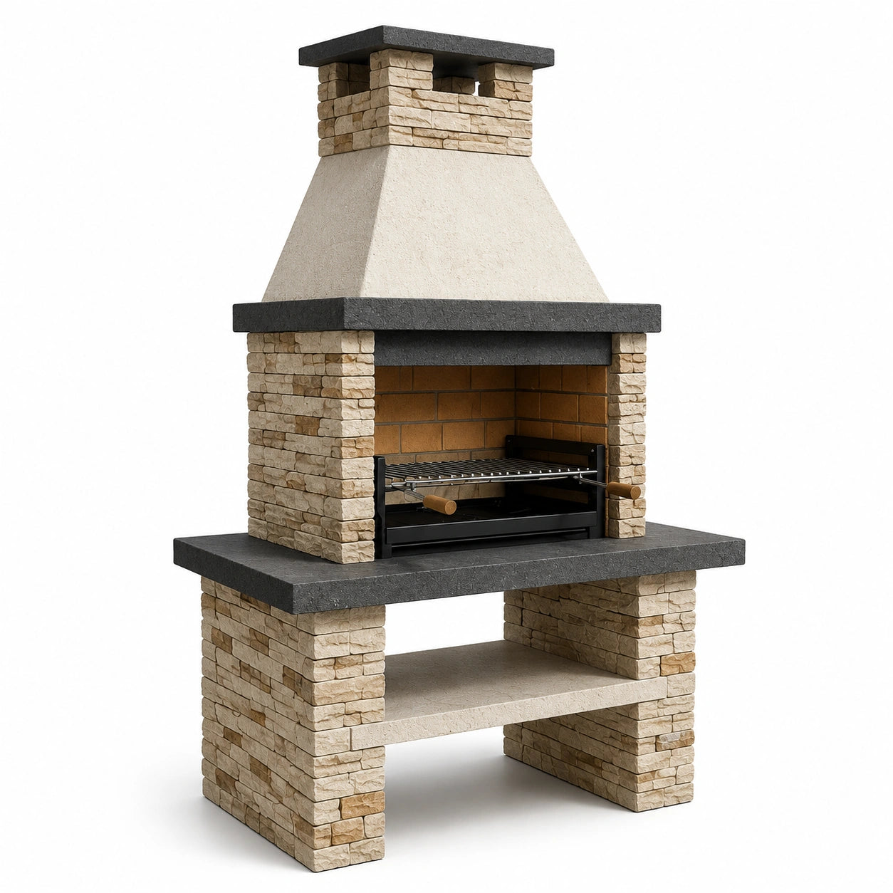 Barbecue da Giardino in Pietra Ricostruita con Camino