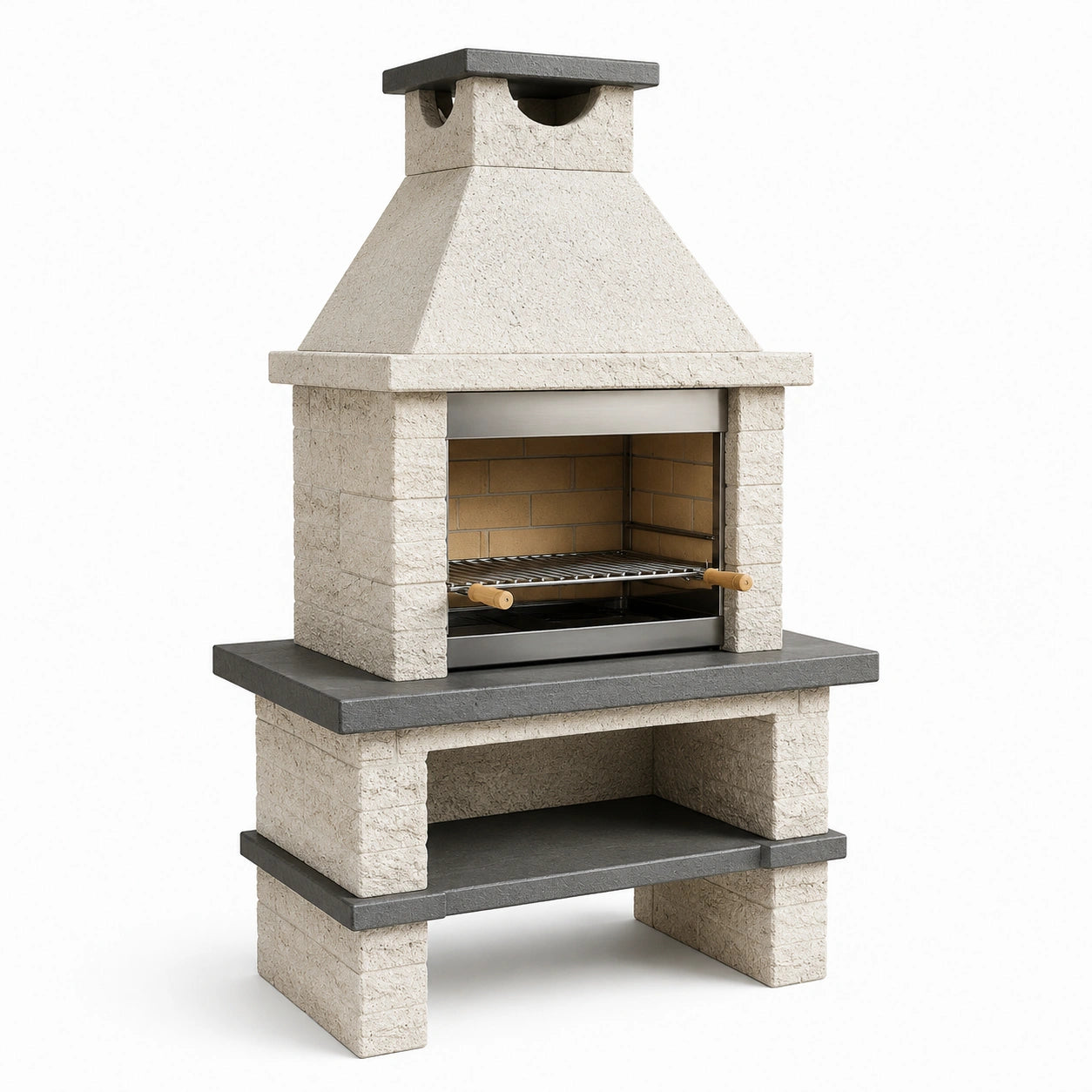 Barbecue in Pietra e Acciaio Inox Bianco/Grigio 138x78x45 cm