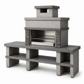Barbecue in cemento con griglia in acciaio inox grigio