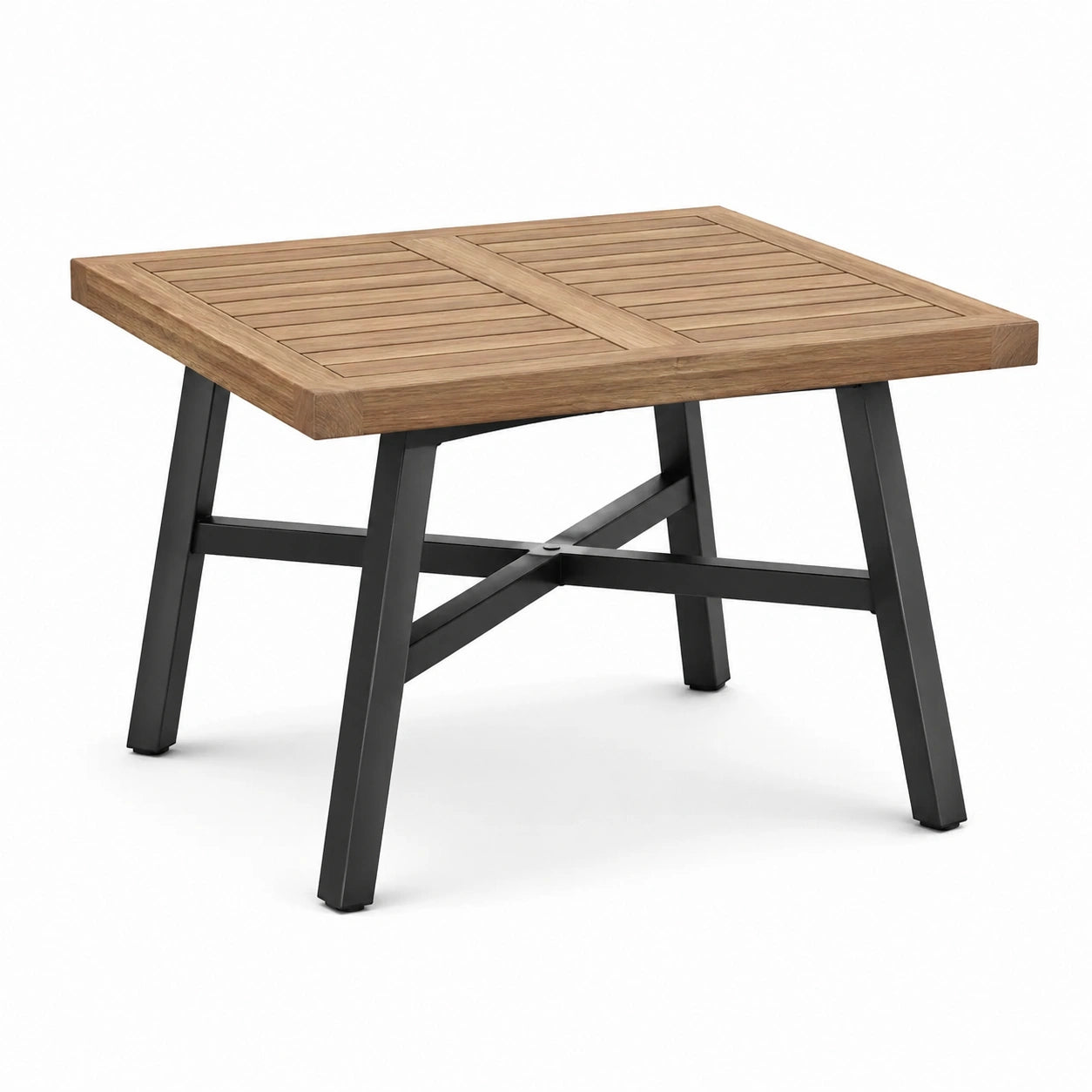Tavolo da esterno in legno e metallo 90x90x75 cm marrone/nero