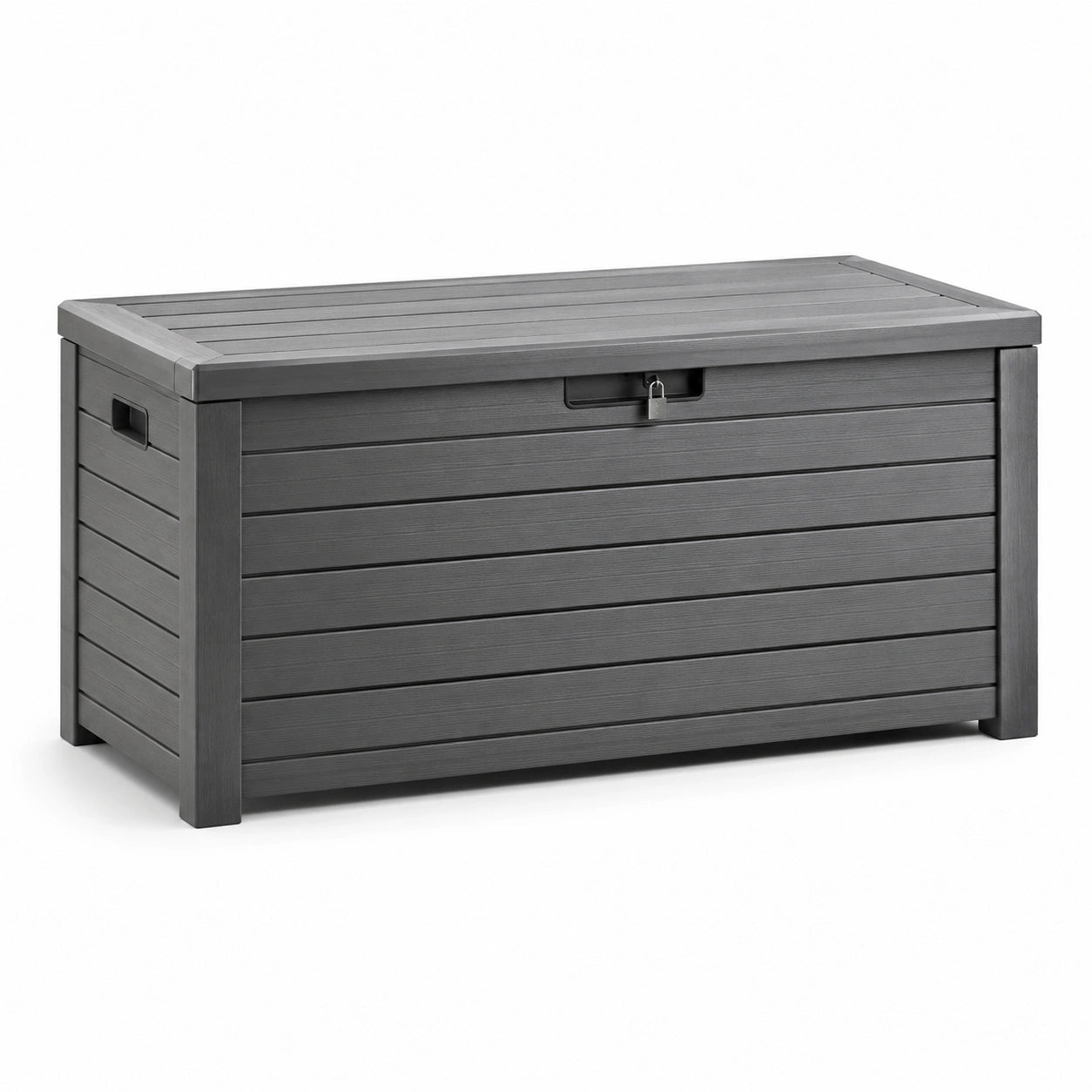 Baule da giardino in resina effetto legno antracite 120x60x50 cm