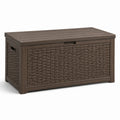 Baule da esterno in resina intrecciata marrone 120x50x60 cm con coperchio