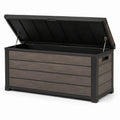 Baule da giardino in legno e metallo 120x56x63 cm marrone/nero