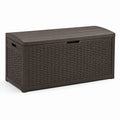 Baule da giardino in resina intrecciata marrone 450L