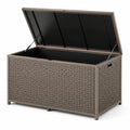 Baule da giardino in rattan con telaio in metallo 120x60x64 cm