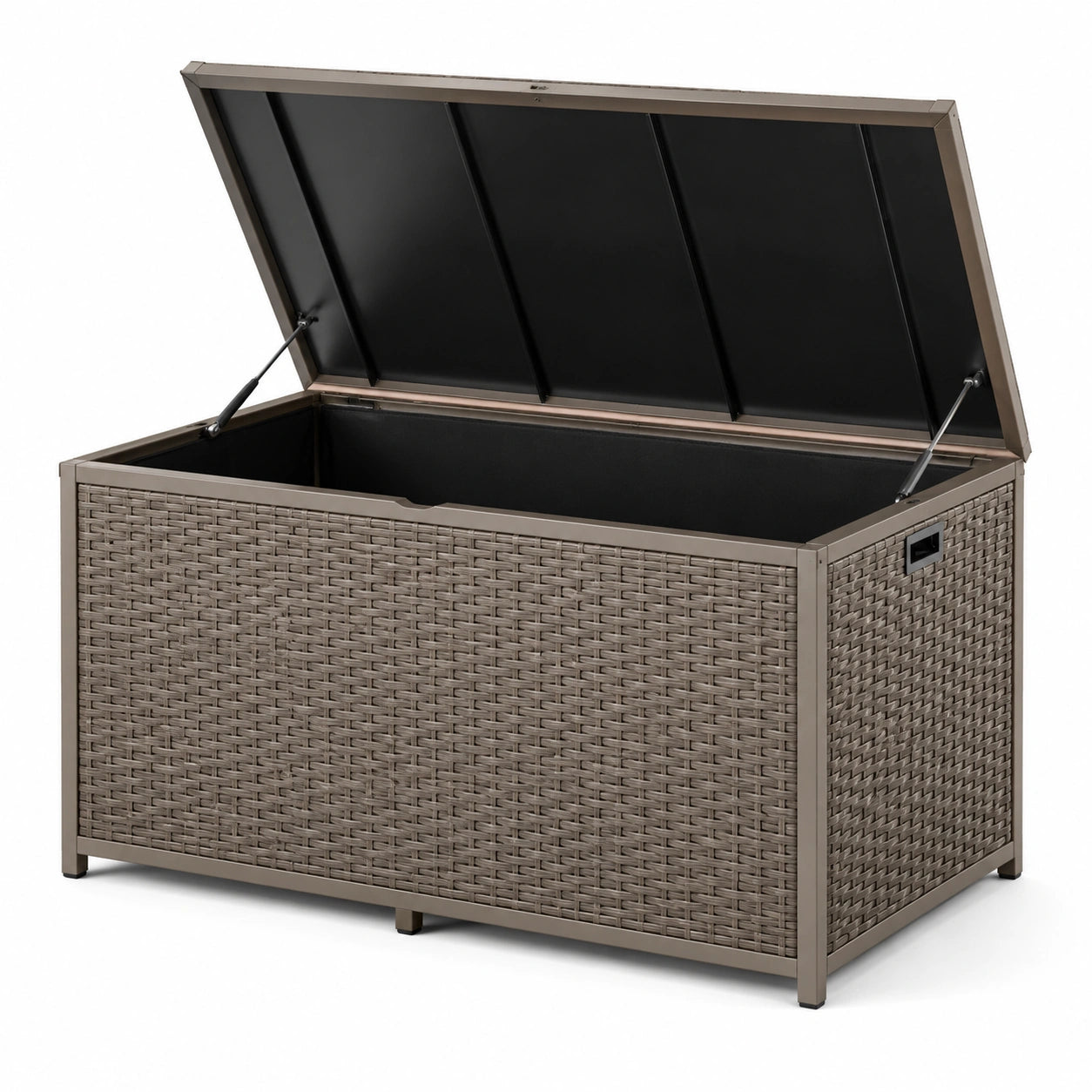 Baule da giardino in rattan con telaio in metallo 120x60x64 cm