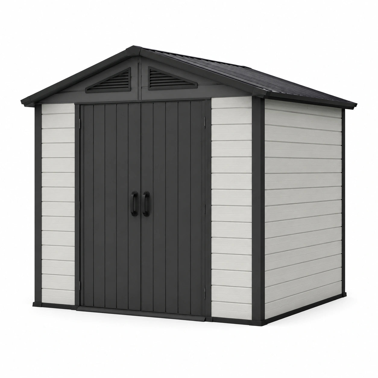Casetta da giardino in plastica grigio e nero 180x150x210 cm