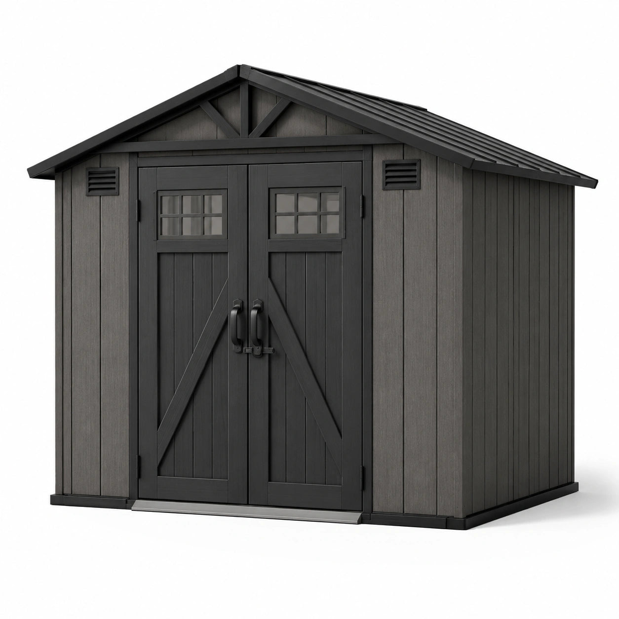 Capanno da giardino in resina con doppia porta 330x240x245 cm grigio antracite