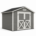 Casetta da giardino in resina con tetto in PVC grigio e bianco