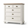 Cassettiera in Legno MDF con 5 Cassetti Bianco e Rovere Naturale 90x45x110 cm