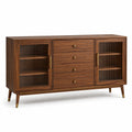 Credenza in legno con ante in vetro e cassetti