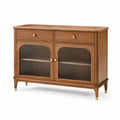 Credenza in legno con ante in vetro temperato ondulato marrone