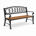 Panchina da giardino in legno e metallo nero e marrone