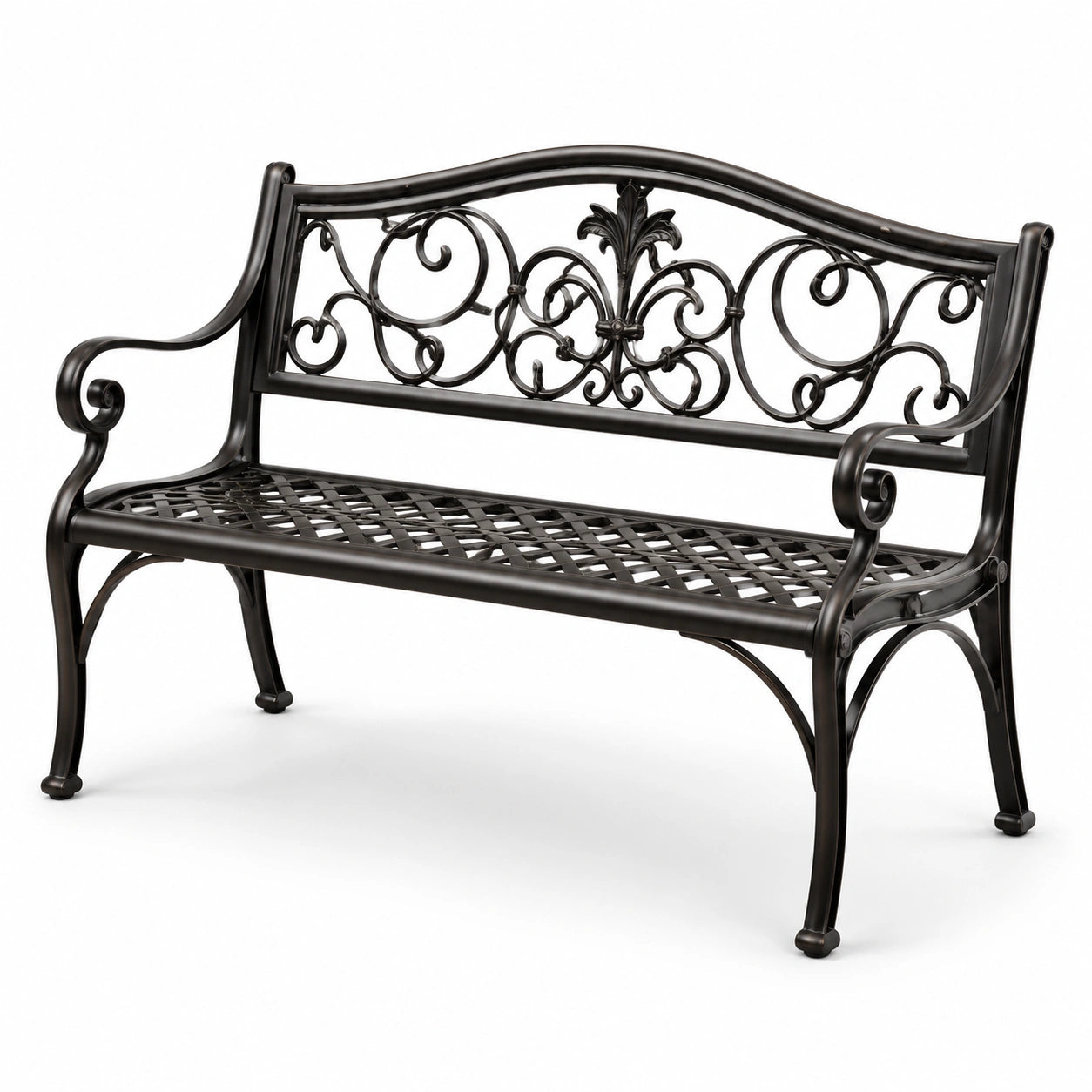 Panchina da giardino in metallo nero 128 cm