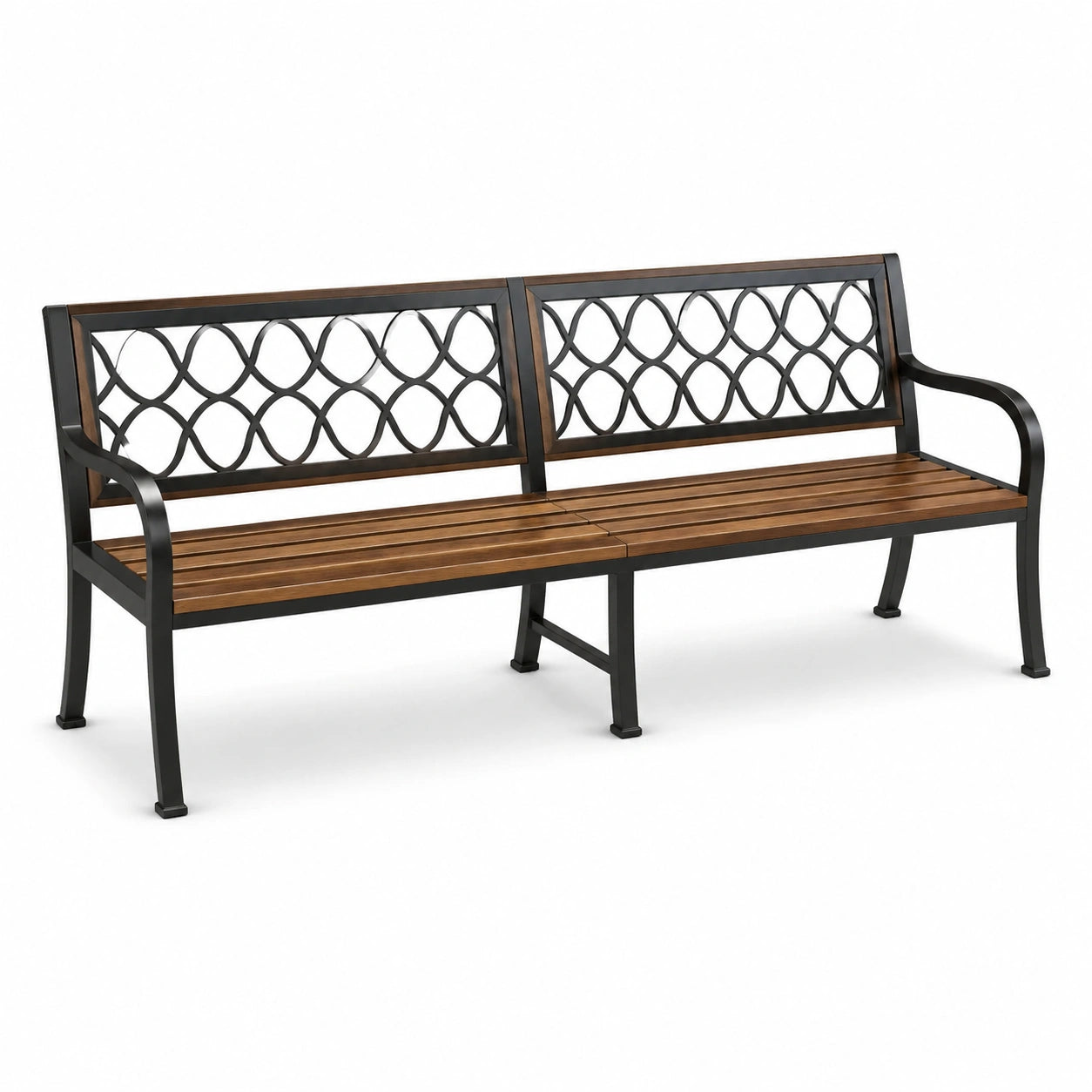 Panchina da giardino in legno e metallo marrone/nero 126x60x85 cm